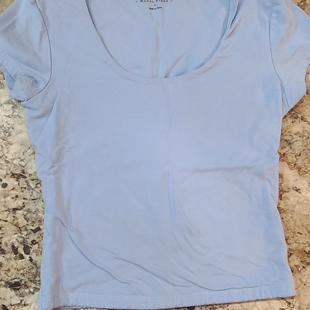 Pink Rose Sky Blue Short Sleeve Tee